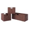 Tessa 3-Pc Woven Rope Basket Set; Foldable; Walnut