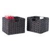 Melanie Foldable Woven Fiber Basket Set; Storage Basket; Chocolate; 2 pack