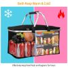 30L Insulated Picnic Basket Cooler Collapsible Food Delivery Storage Bag Grocery Market Basket Heat & Cool Insulation w/ Aluminum Handles