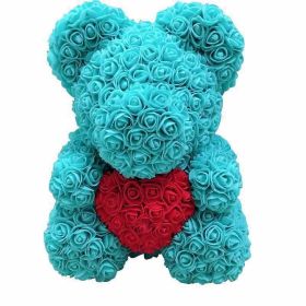 Rose Bear Eternal Rose Bear Creative Ornaments (Option: Fluorescent Blue Red-40cm-No gift box)