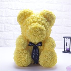 Rose Bear Eternal Rose Bear Creative Ornaments (Option: Yellow-40cm-No gift box)