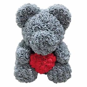 Rose Bear Eternal Rose Bear Creative Ornaments (Option: Grey Red-40cm-No gift box)