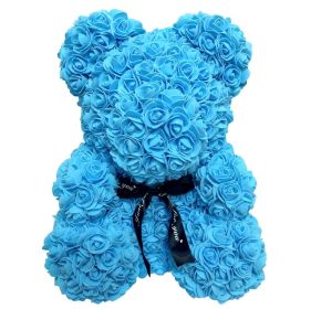 Rose Bear Eternal Rose Bear Creative Ornaments (Option: Blue-40cm-No gift box)