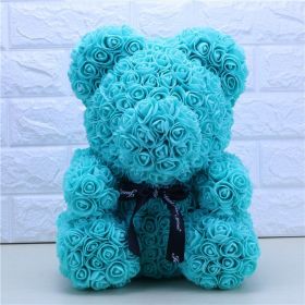 Rose Bear Eternal Rose Bear Creative Ornaments (Option: Fluorescent Blue-40cm-No gift box)