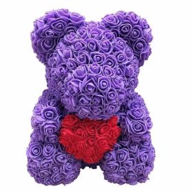 Rose Bear Eternal Rose Bear Creative Ornaments (Option: Purple Red-40cm-No gift box)