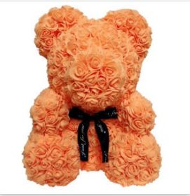 Rose Bear Eternal Rose Bear Creative Ornaments (Option: Orange-40cm-No gift box)