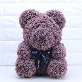 Rose Bear Eternal Rose Bear Creative Ornaments (Option: Brown-40cm-No gift box)