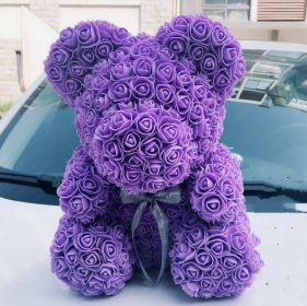 Rose Bear Eternal Rose Bear Creative Ornaments (Option: Purple-40cm-No gift box)