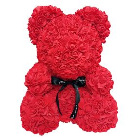 Rose Bear Eternal Rose Bear Creative Ornaments (Option: Red-40cm-No gift box)