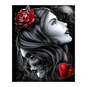 Skull Red Rose Girl Diamond Painting (Option: 70X90CM)