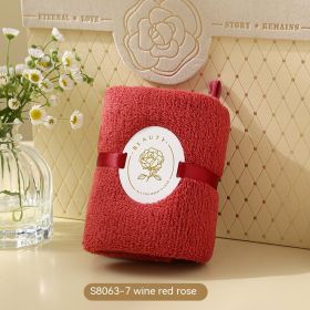 Household Fashion Personalized Gift Towel (Option: Wine Red Rose-30X30cm)