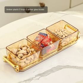 Fruit Plate Living Room Coffee Table Household Storage Box (Option: Amber 3 Grids Without Cover)