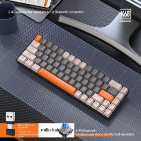 Free Wolf K68 Bluetooth Wireless 24 Dual-mode Mechanical Keyboard (Option: Milkshake Green Shaft Version)