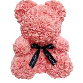 Rose Bear Eternal Rose Bear Creative Ornaments (Option: Water Pink-40cm-No gift box)