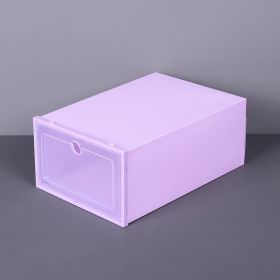 Flip Thickened Transparent Plastic Shoe Box (Color: Purple)