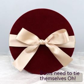 Fleece Round Hand Companion Gift Box (Option: Dark Red-No Ribbon-21x11cm)