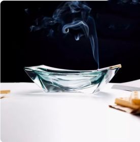 Crystal Glass Gold Rim Ashtray Prevent Fly Ash (Option: KTG7203 blue)