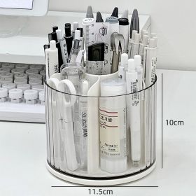 Large Capacity Pen Holder Storage Box That Can Rotate (Option: Pen holder white S)