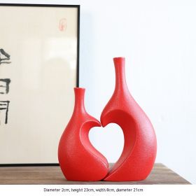 European-style Simple Ceramic Vase Living Room Wine Cabinet High-end (Option: Love Bottle A Pair In Red)