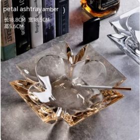 Crystal Glass Gold Rim Ashtray Prevent Fly Ash (Option: KTG7206 gold)