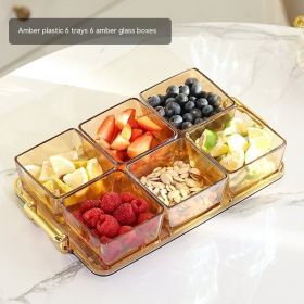 Fruit Plate Living Room Coffee Table Household Storage Box (Option: Amber 6 Grids Without Cover)