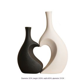 European-style Simple Ceramic Vase Living Room Wine Cabinet High-end (Option: Short Black High White Pair)