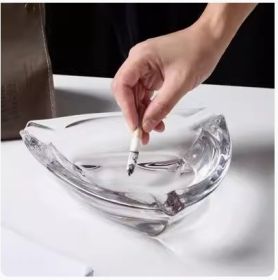 Crystal Glass Gold Rim Ashtray Prevent Fly Ash (Option: KTG7204 White)