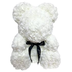 Rose Bear Eternal Rose Bear Creative Ornaments (Option: White-25cm-No gift box)