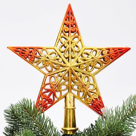 Gold Plating Three-dimensional Hollow Plastic Christmas Tree Decorations Top Star (Option: Red Gold)