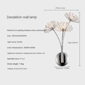 Modern Simple And Light Luxury Crystal Dandelion Wall Lamp (Option: White Light 6000K)