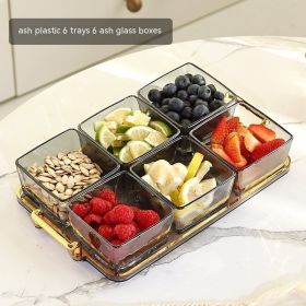 Fruit Plate Living Room Coffee Table Household Storage Box (Option: Gray 6 Grids Without Cover)