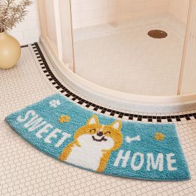 Absorbent Floor Mat Fan-shaped Carpet Shower Room Door Mat Bathroom Non-slip (Option: Arc Cured Wangchai-40 X75cm Crystal Velvet)