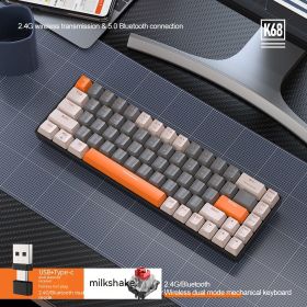 Free Wolf K68 Bluetooth Wireless 24 Dual-mode Mechanical Keyboard (Option: Milkshake Red Shaft Version)