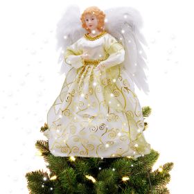 Angel Doll Tree-top Star Light-emitting Christmas Tree Decorations (Option: Golden Pattern Angel)