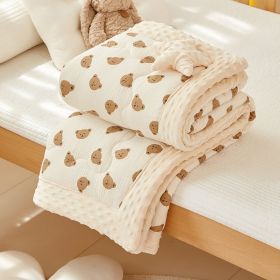 Wrinkle Yarn Bean Quilt Cotton Gauze (Option: Cute Bear Head-145x195)