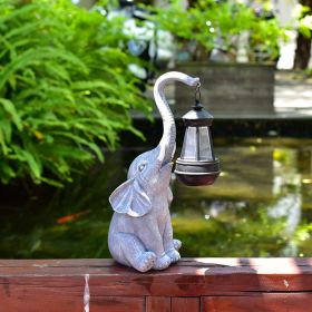 Outdoor Solar Lamp Garden Elephant Ornaments Resin Crafts (Option: Gray)