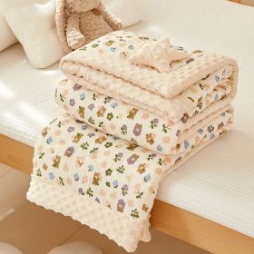 Wrinkle Yarn Bean Quilt Cotton Gauze (Option: Flower Bear-145x195)