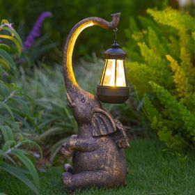 Outdoor Solar Lamp Garden Elephant Ornaments Resin Crafts (Option: Copper)