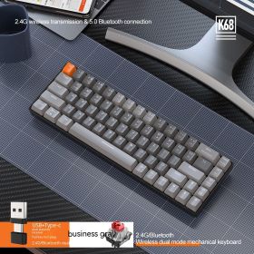 Free Wolf K68 Bluetooth Wireless 24 Dual-mode Mechanical Keyboard (Option: Gray Red Axis Version)