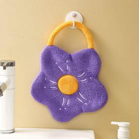 Coral Velvet Hanging Hand Towel (Option: Purple-27x20cm)