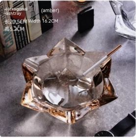 Crystal Glass Gold Rim Ashtray Prevent Fly Ash (Option: KTG7205 gold)