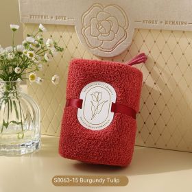 Household Fashion Personalized Gift Towel (Option: Wine Red Tulip-30X30cm)