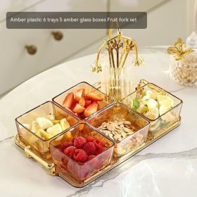 Fruit Plate Living Room Coffee Table Household Storage Box (Option: Amber 5 Grids Without Cover)