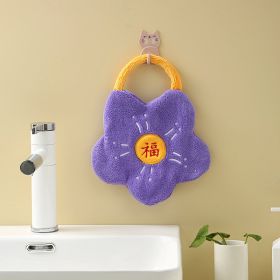 Coral Velvet Hanging Hand Towel (Option: Purple Fortune-27x20cm)