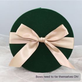 Fleece Round Hand Companion Gift Box (Option: Dark Green-No Ribbon-21x11cm)