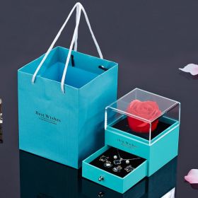 VEternal Flower Soap Rose Jewelry Box Acrylic (Color: Blue)