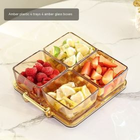 Fruit Plate Living Room Coffee Table Household Storage Box (Option: Amber 4 Grids Without Cover)