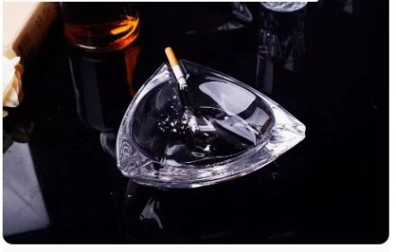 Crystal Glass Gold Rim Ashtray Prevent Fly Ash (Option: KTG7204 grey)