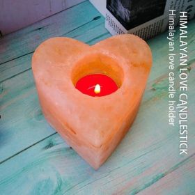 Himalayan Crystal Salt Light Candlestick Aromatherapy Decoration (Option: Heart Shaped)