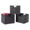 Melanie 3-Pc Foldable Woven Fiber Basket Set; Chocolate